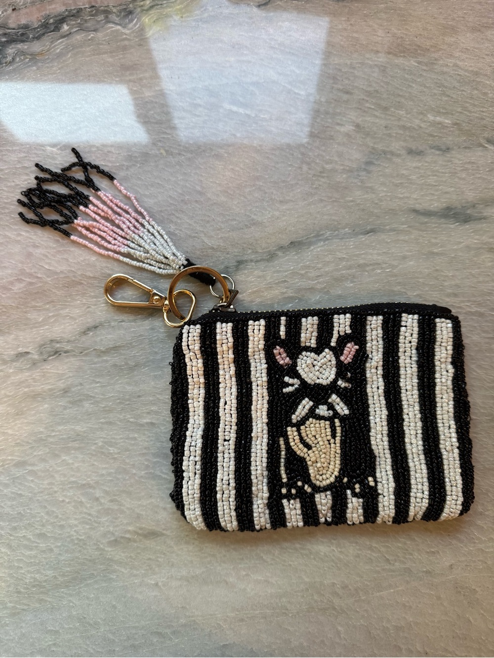 Sincerely Jules Beaded Zebra Coin Purse Bulldog